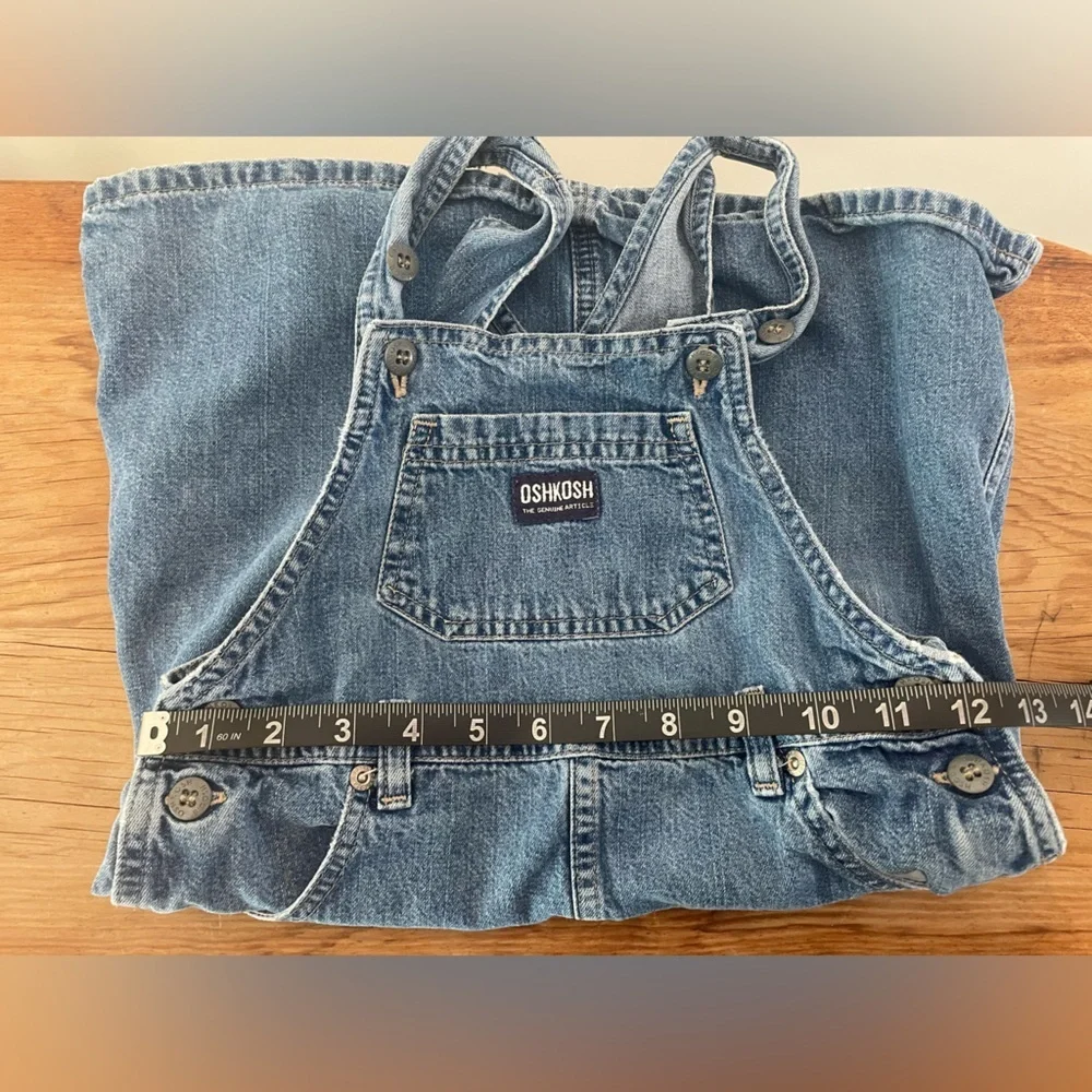 Vtg Oshkosh B'Gosh Girls Denim Bib Overall Jumper Dress Adjustable Strap Size 6